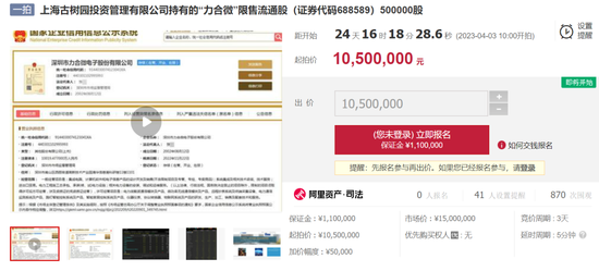 业绩大涨却忍痛出让，力合微第三大股东挂牌法拍